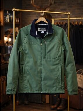 Columbia Sportswear XCO Softshell Jacket Mens Large Green Fleece Lined Outdoor